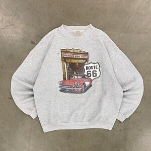 Vintage Route 66 Tultex 90s Car Crewneck Sweatshirt Size XL